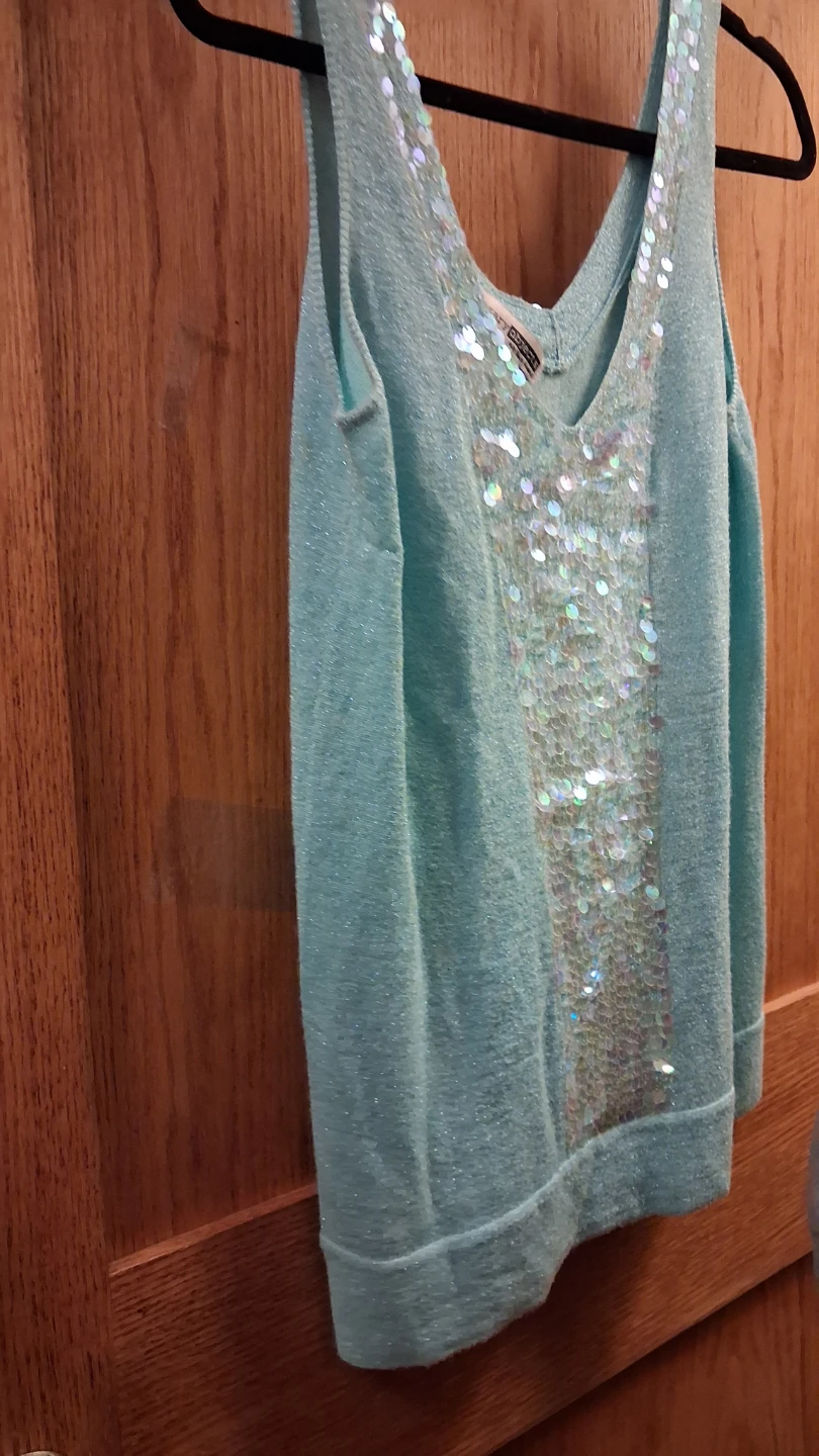 Blue Sparkly Tank Top with Sequins - photo 2