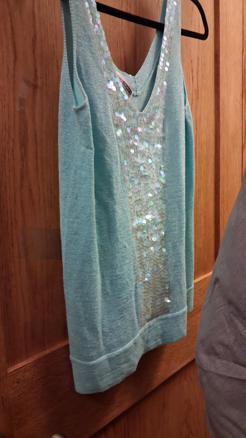Blue Sparkly Tank Top with Sequins - photo 3