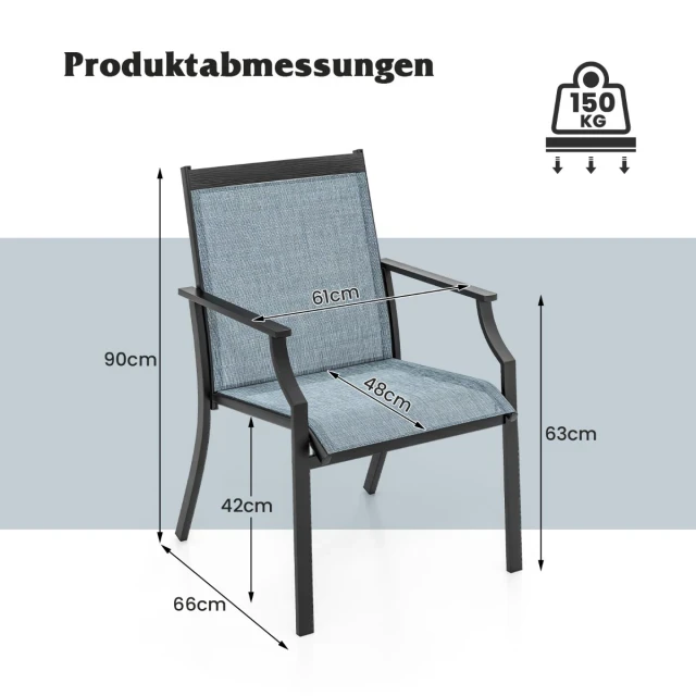 Outdoor Patio Chair - Grey Fabric - photo 3