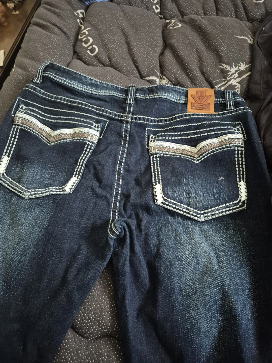 ESDVQ Men's Dark Wash Embellished Jeans - photo 3