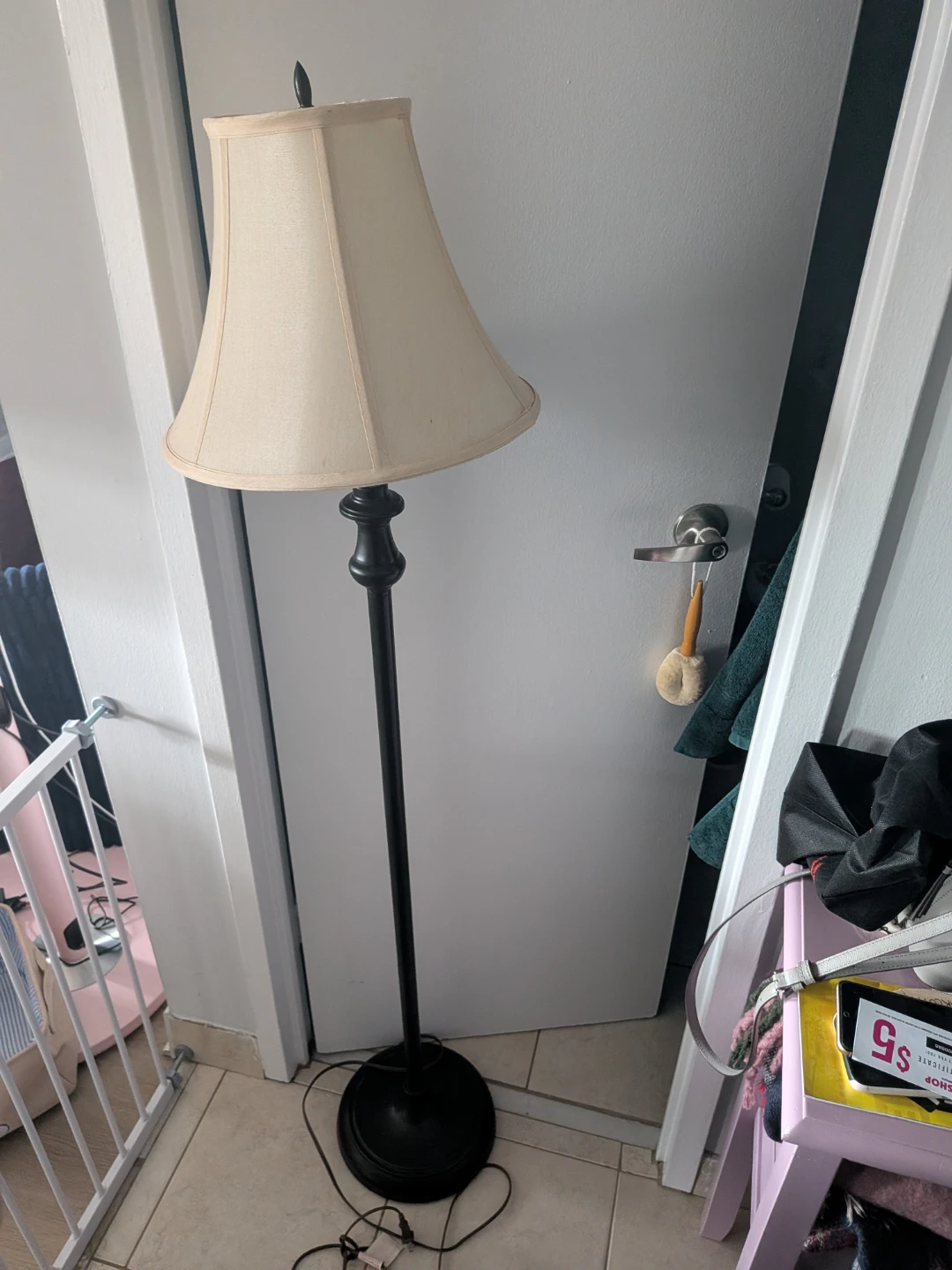 Floor Lamp with Cream Shade