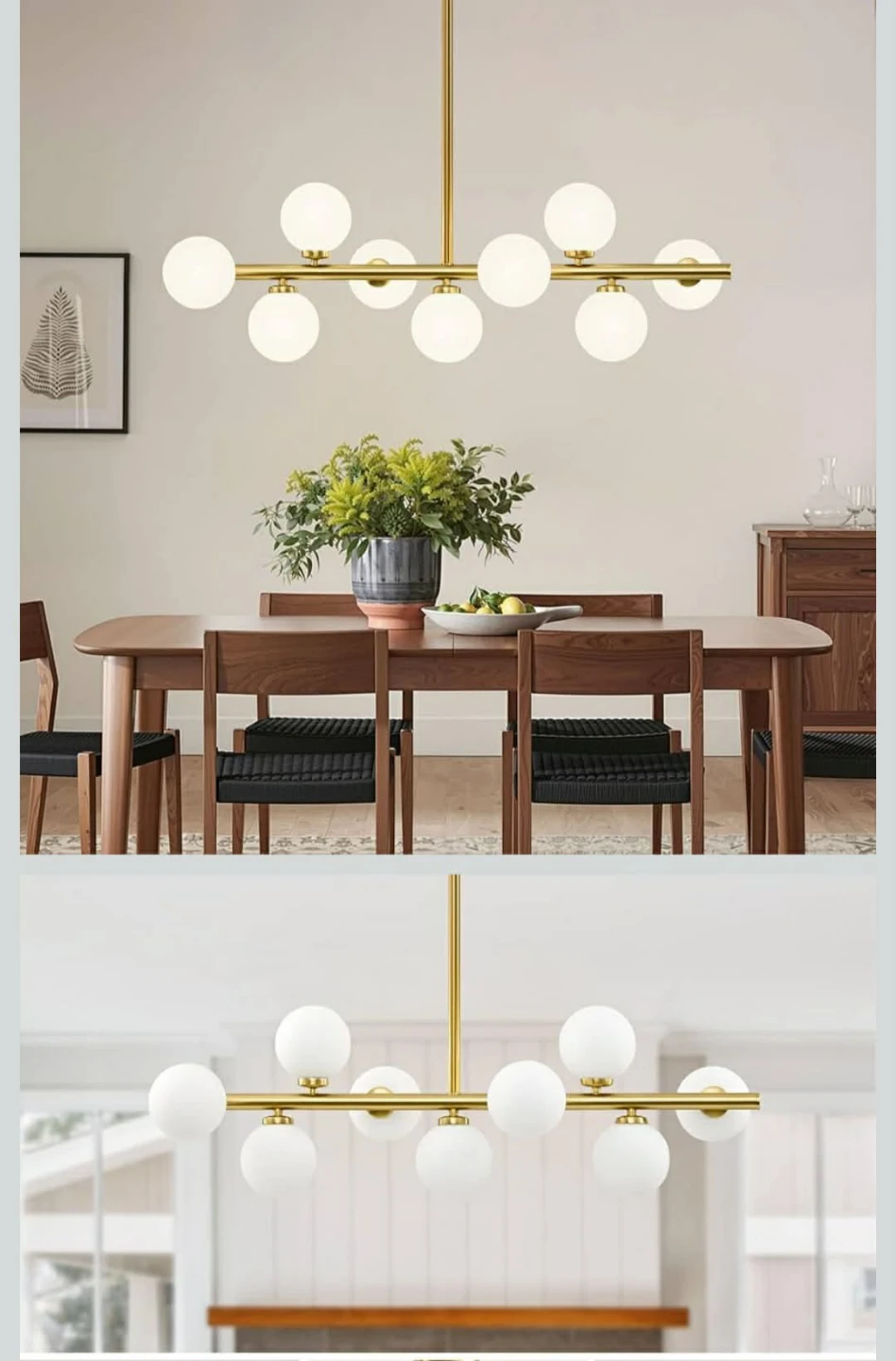 Modern Gold Chandelier with 8 Frosted Glass Globes - photo 3