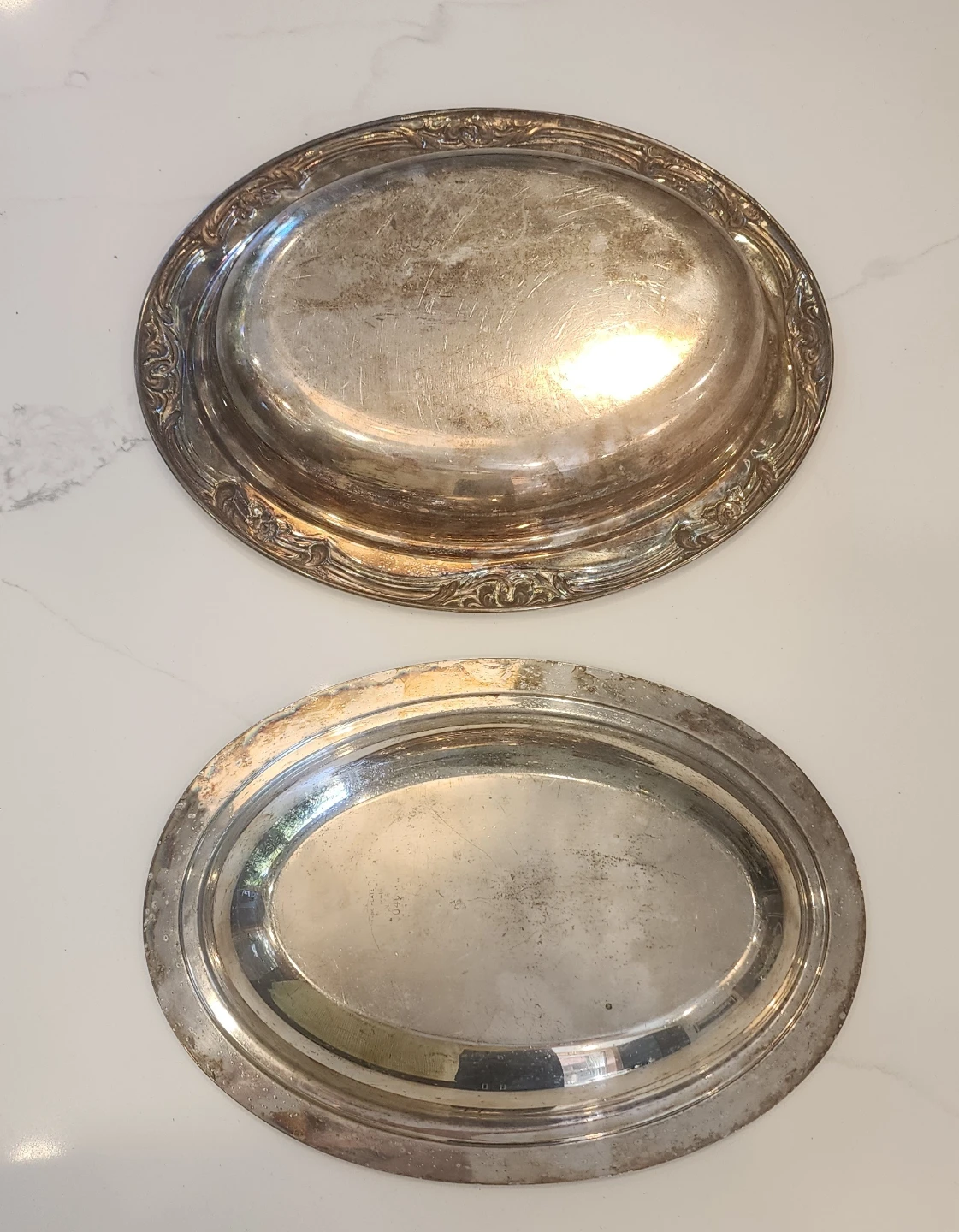 2 Vintage Silver Plated Serving Trays - photo 2