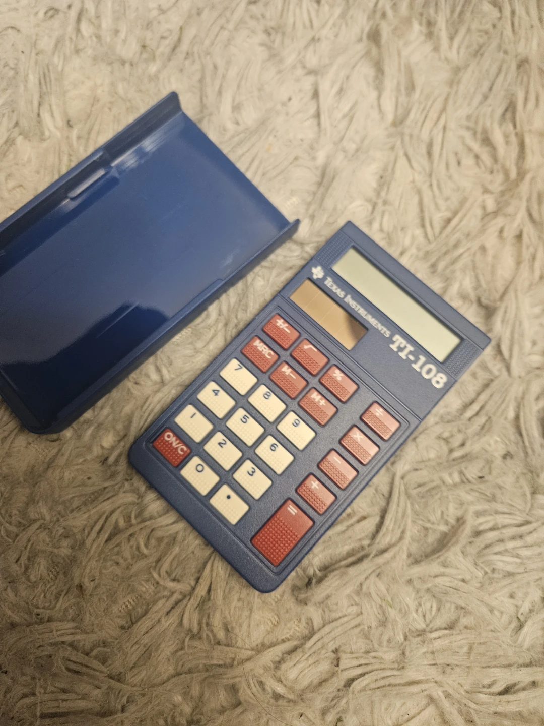 Texas Instruments TI-108 Calculator with Blue Cover