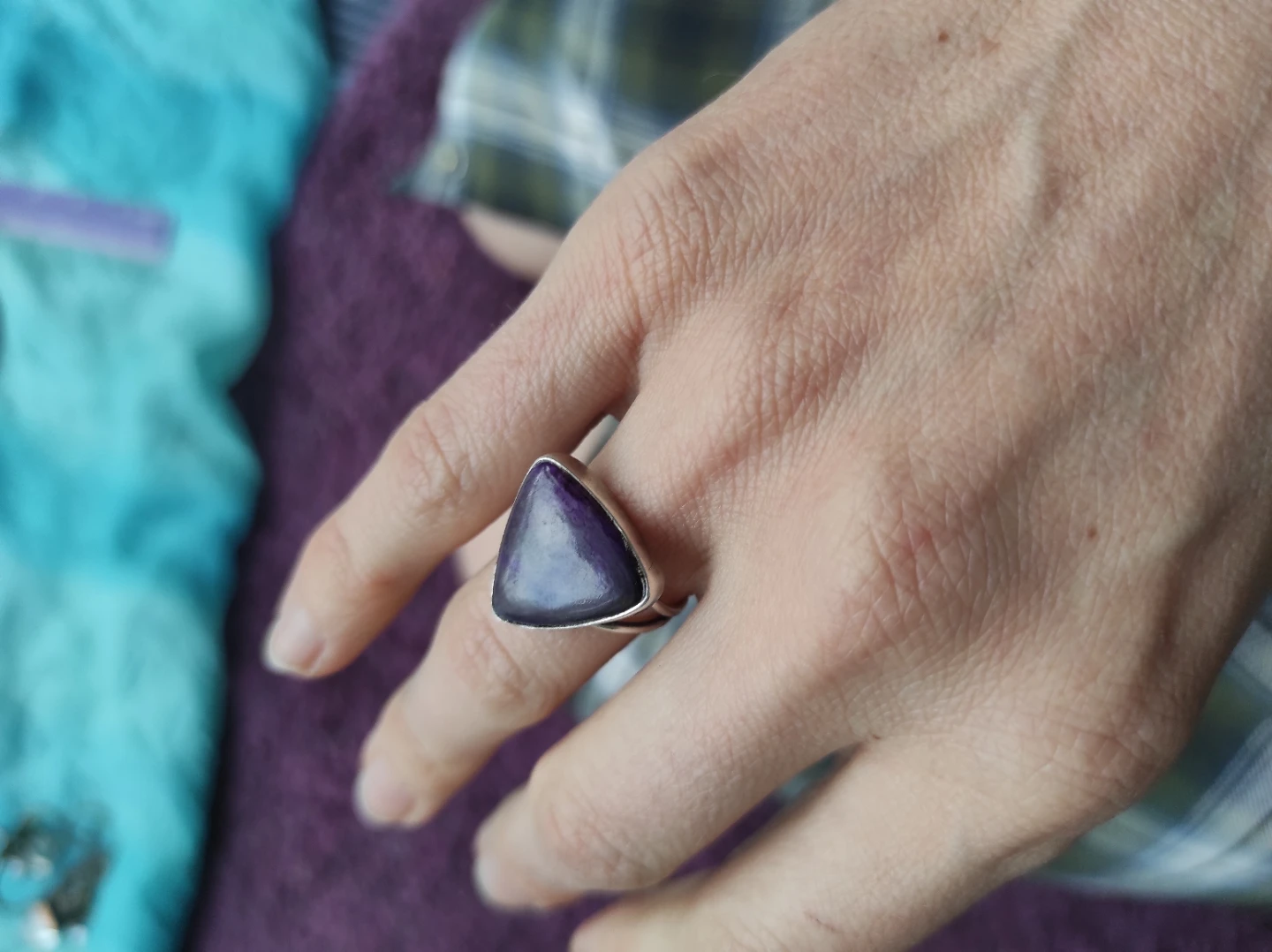 Rare Silver Sugalite Gemstone Ring - photo 2