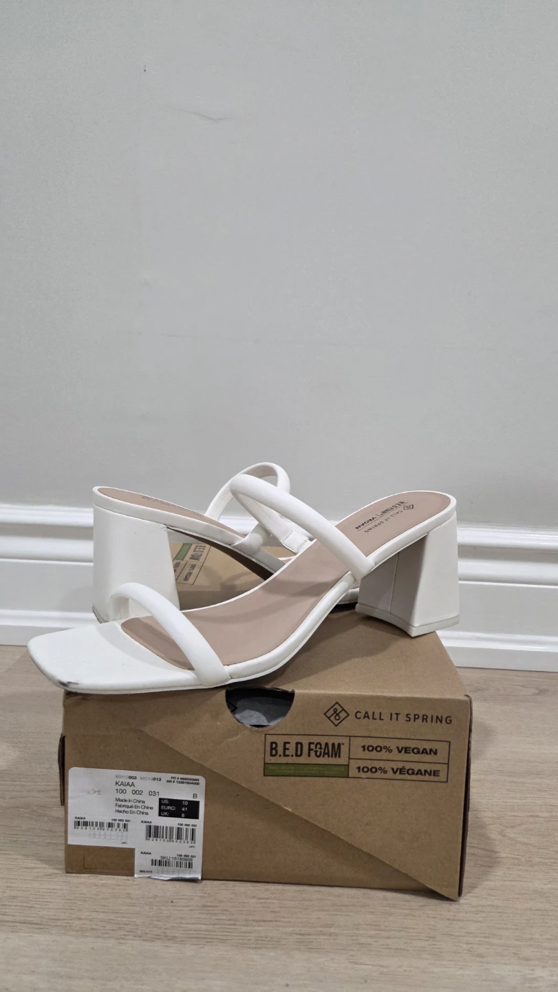 Call It Spring White Vegan Block Heel Sandals