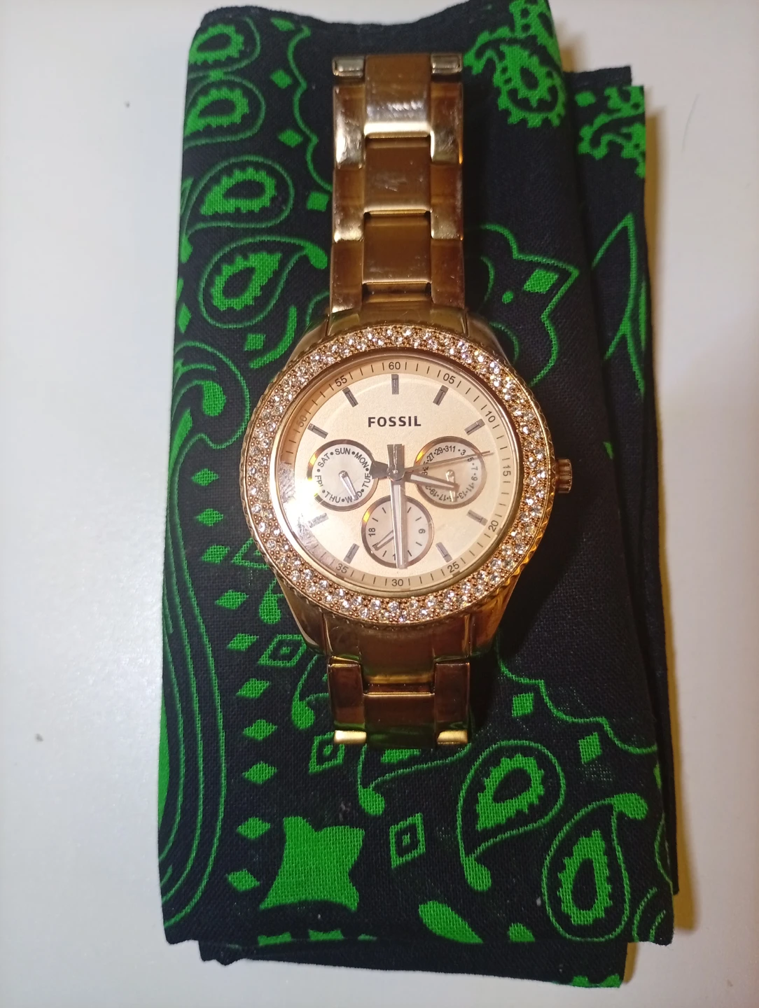 Fossil Rose Gold Tone Watch with Crystals