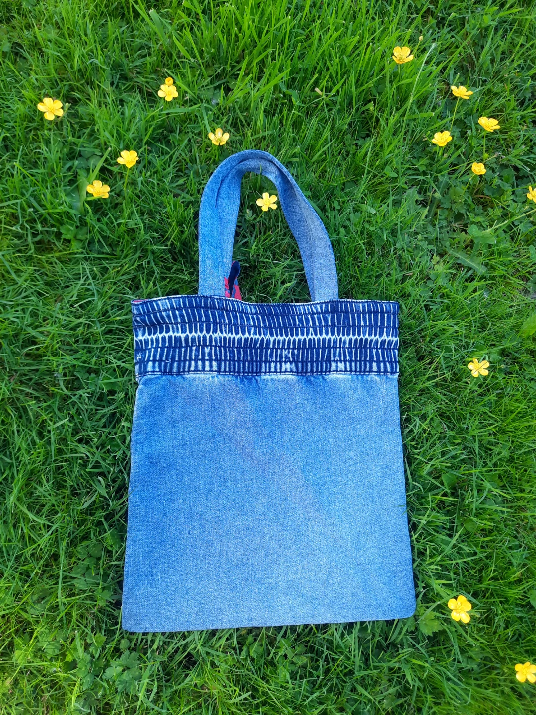 ⚽️Denim Tote Bag with Floral Accent - photo 3