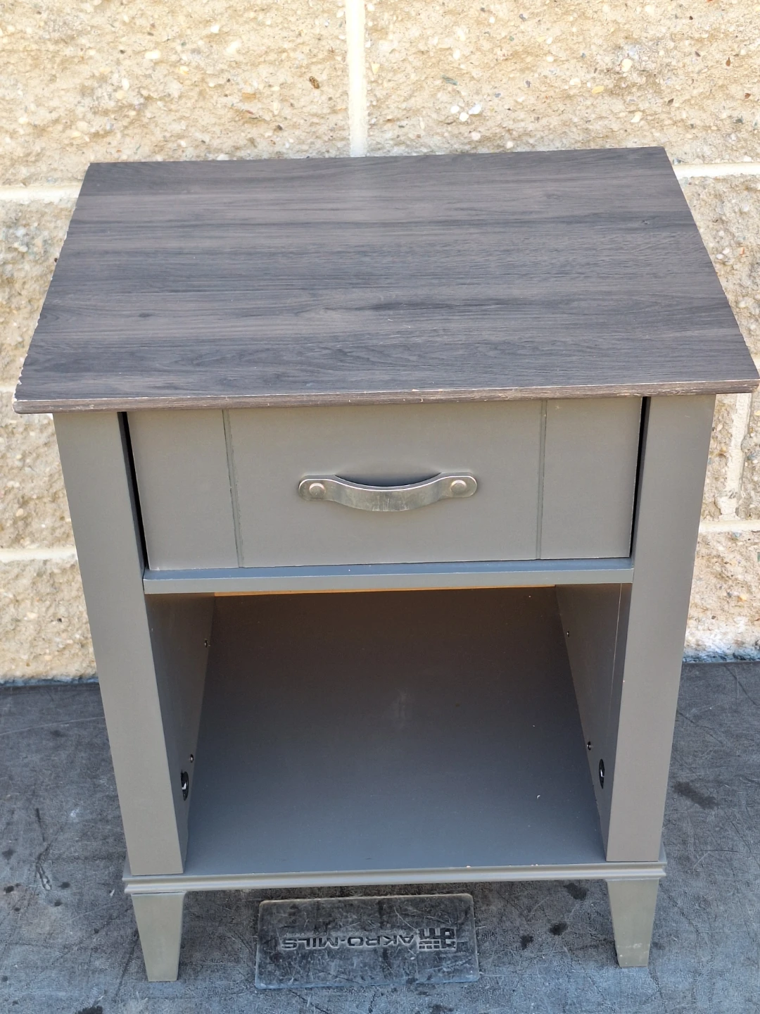 Grey Nightstand with Drawer and Shelf - photo 2