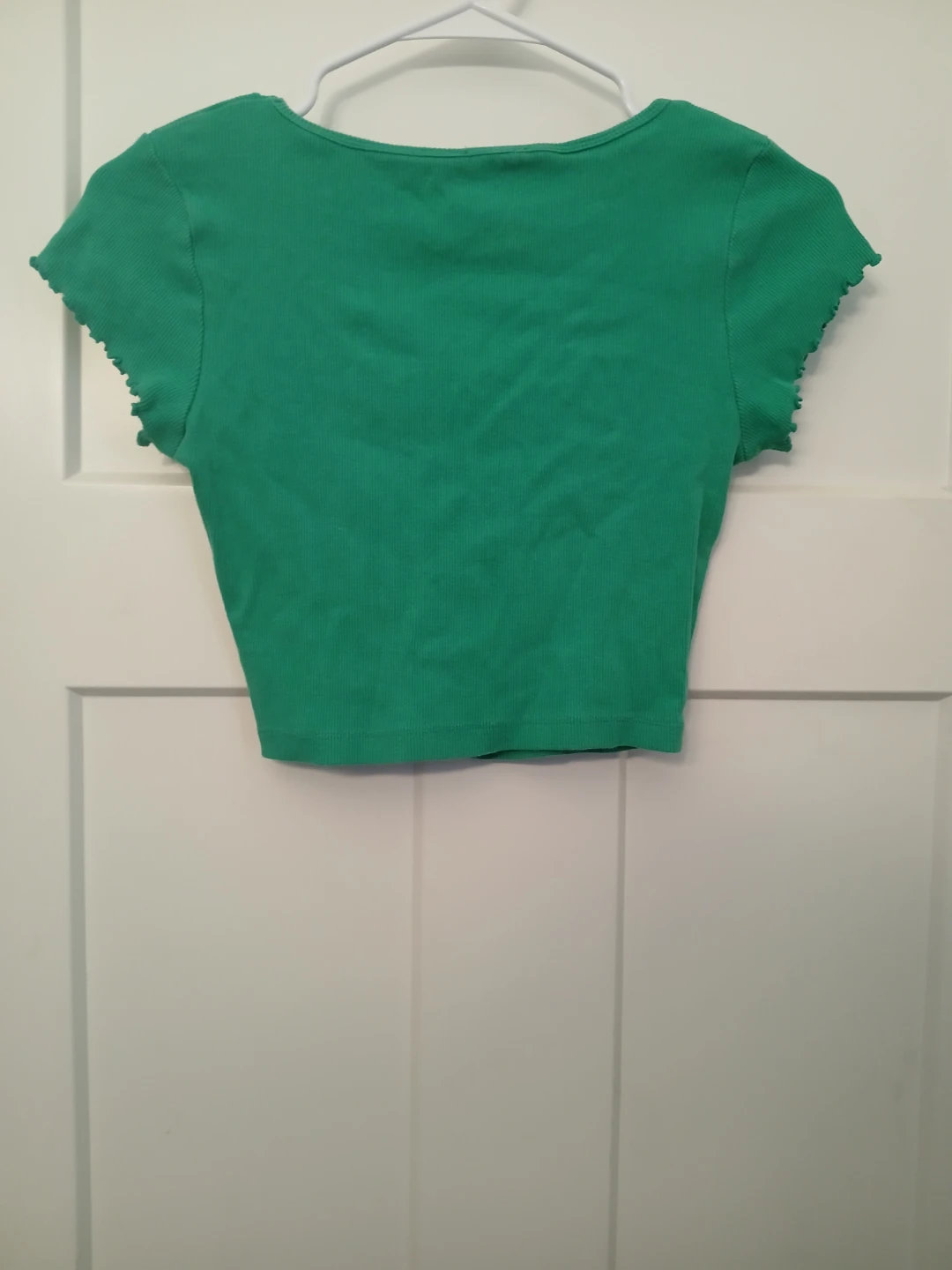 ARDENE Green Ribbed V-Neck Cropped Top - photo 2