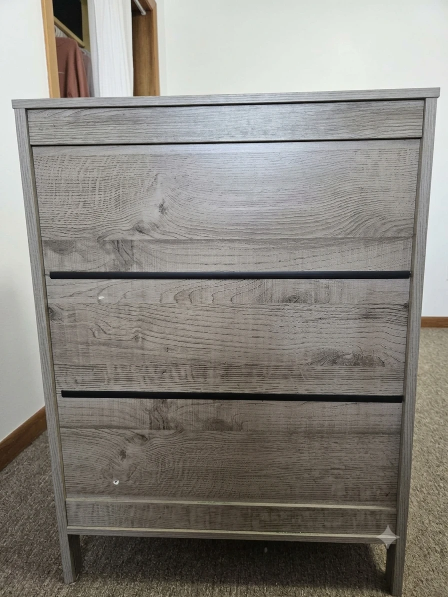 Grey Wood Cabinet with Doors and Shelves - photo 2