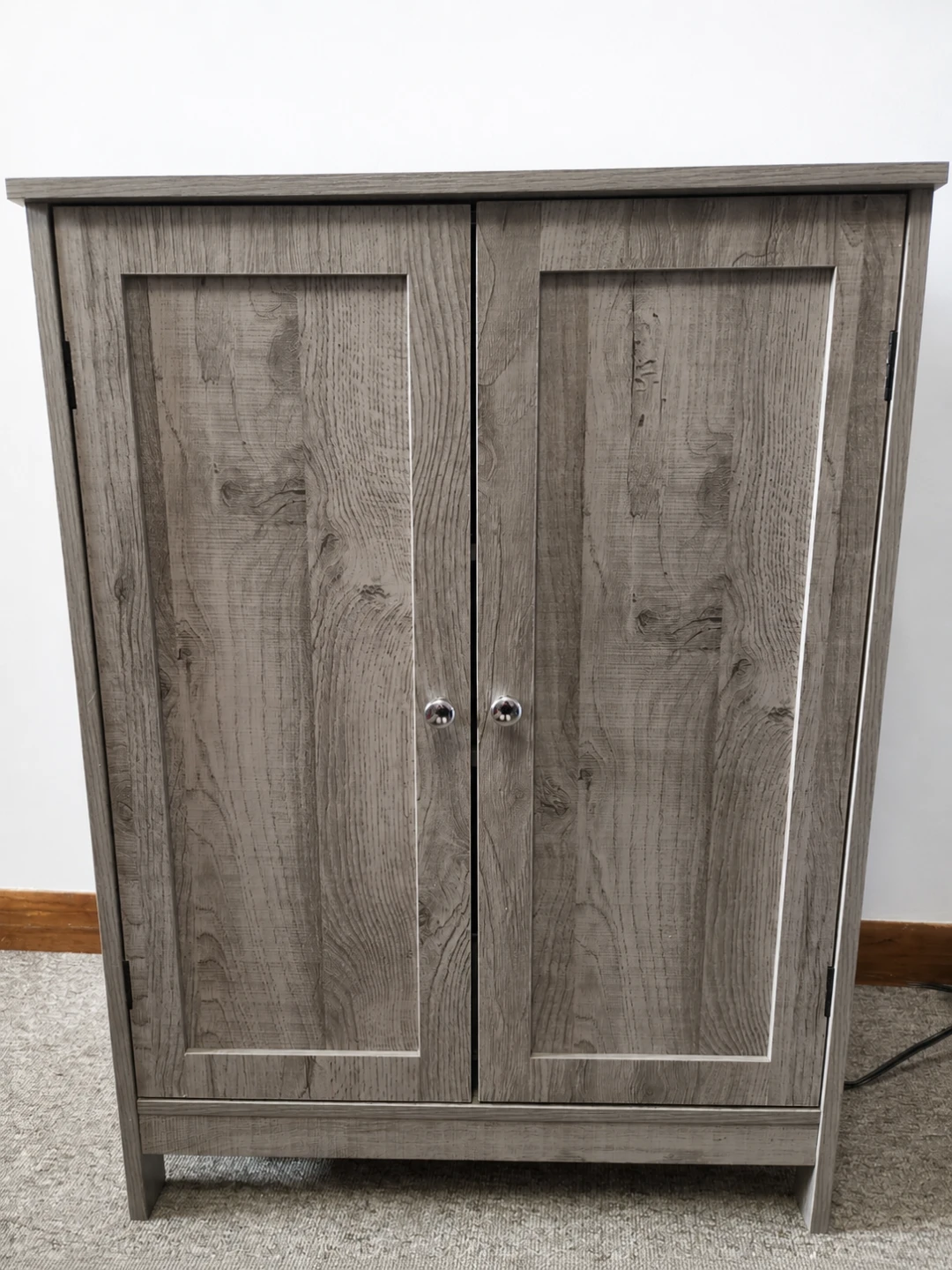 Grey Wood Cabinet with Doors and Shelves - photo 3