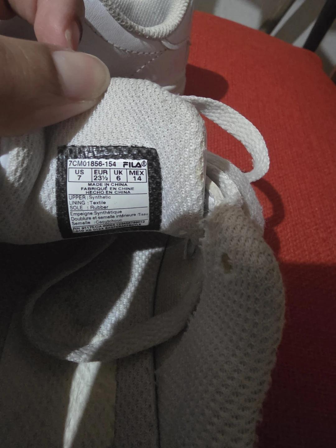 Fila Kids White Sneakers Size 7