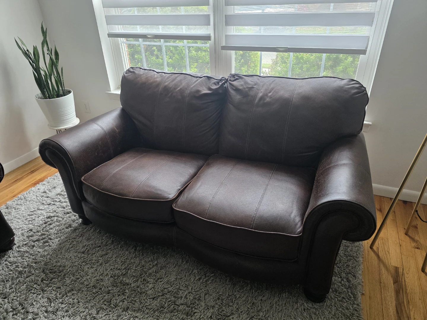 Brown Leather Loveseat - photo 2