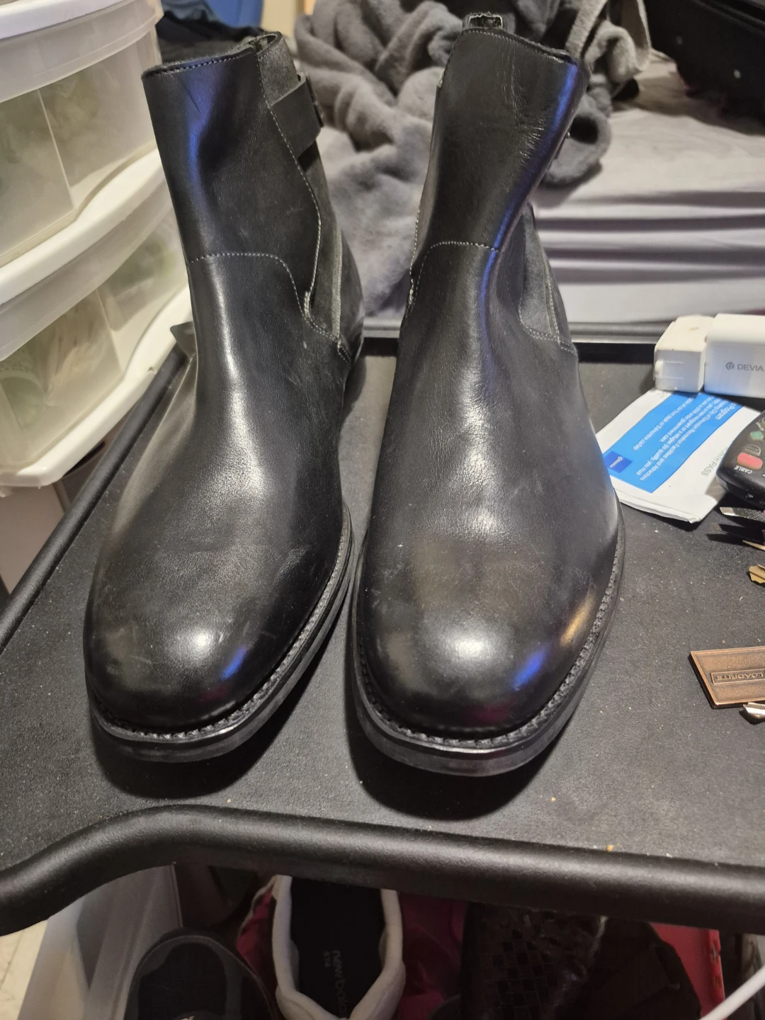 Florsheim Black Leather Ankle Boots