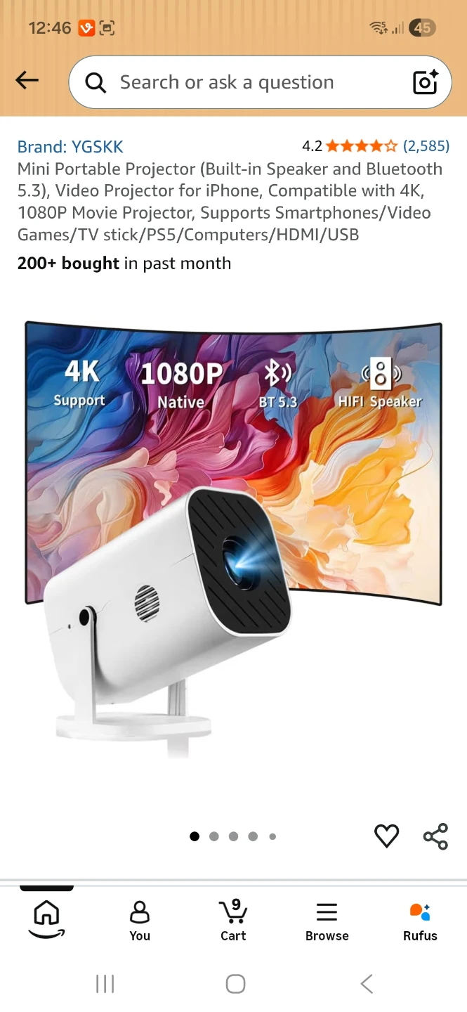 YGSKK  Mini Portable Projector (Built-in Speaker and Bluetooth