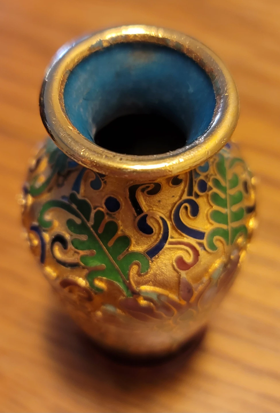 Small Cloisonné Vase with Wooden Stand - photo 3
