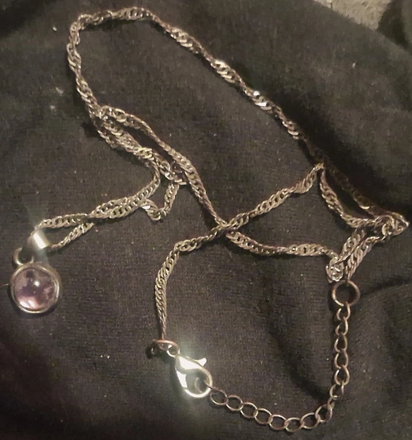Silver tone necklace with amethyst pendant - photo 2
