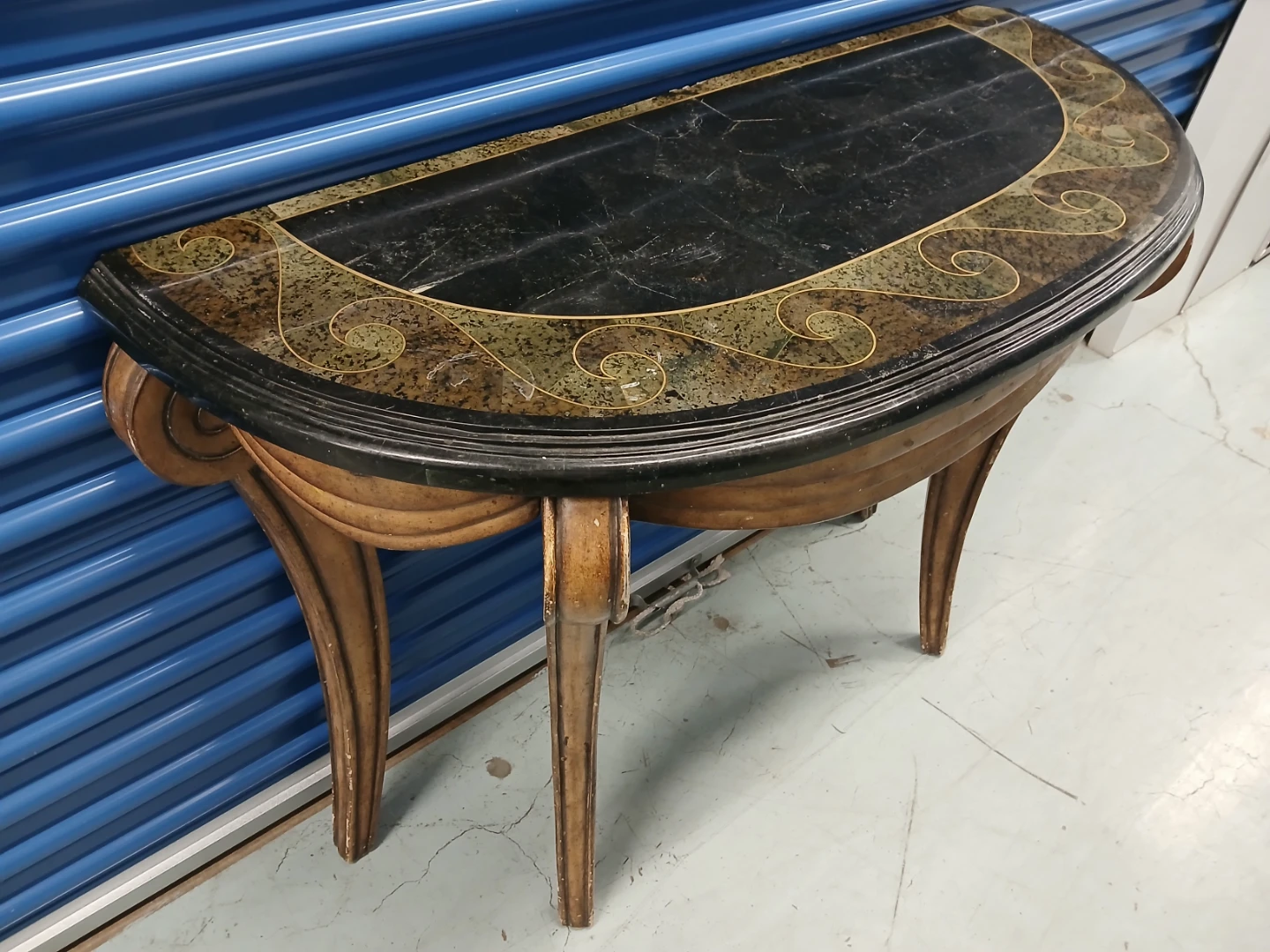 Half-Moon Console Table with Decorative Top
