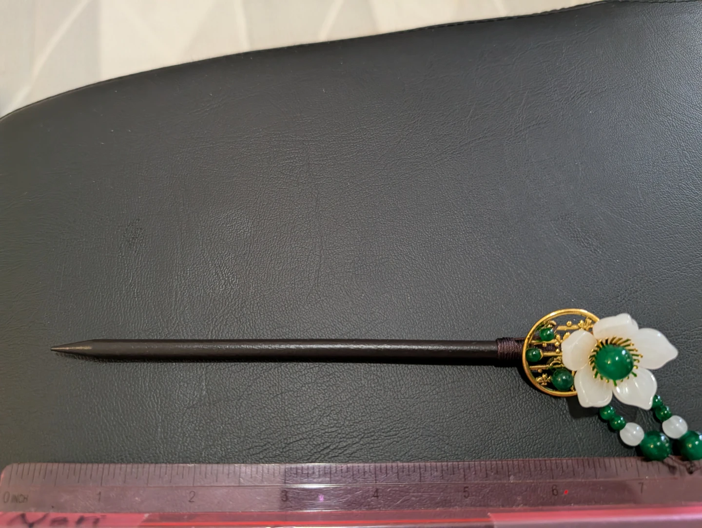 Vintage Hair Pin with Flower and Bead Tassels