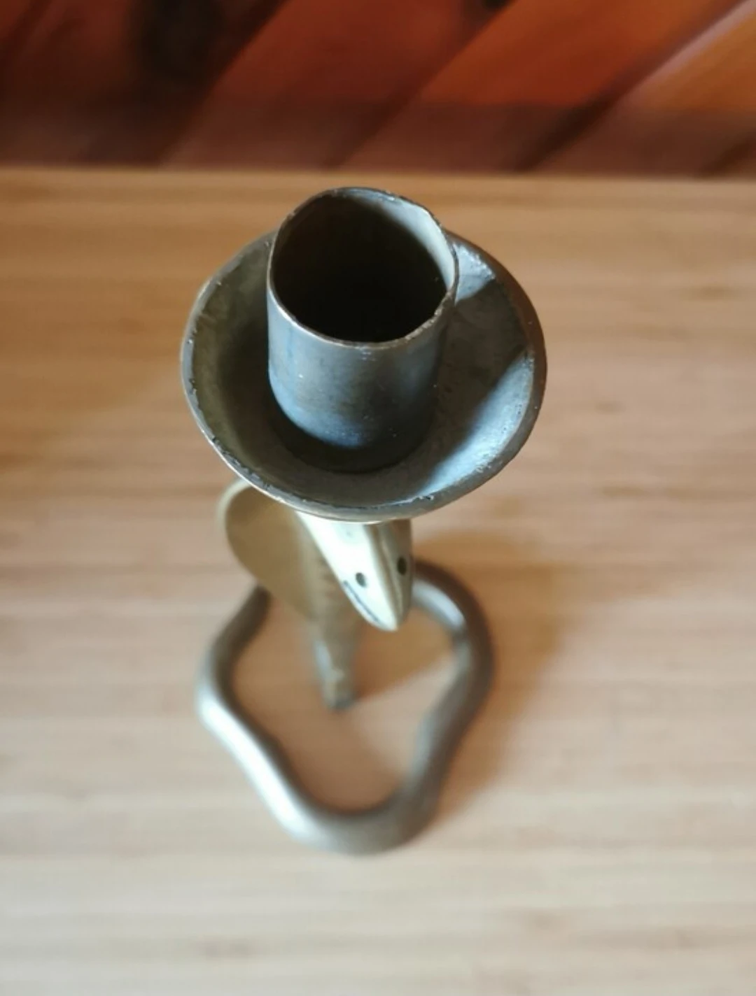 Vintage Solid Brass Cobra Candlestick Hollywood Regency Decor - photo 3