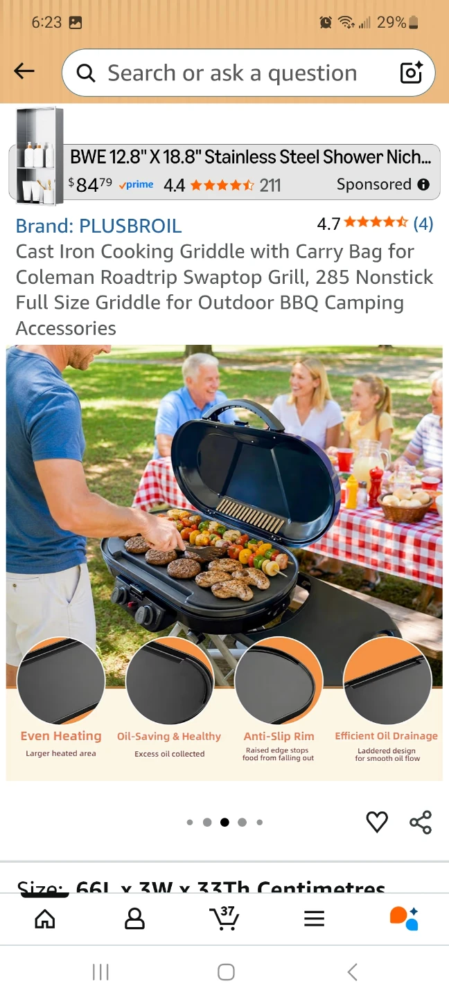 PLUSBROIL Cast Iron Griddle with Carry Bag - photo 2