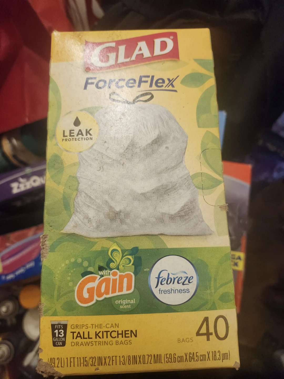 Glad ForceFlex Tall Kitchen Drawstring Bags, 40 Count