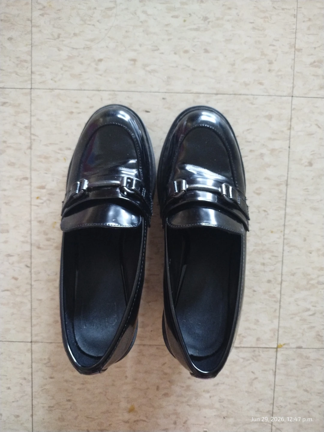 Black Chunky Heel Loafers