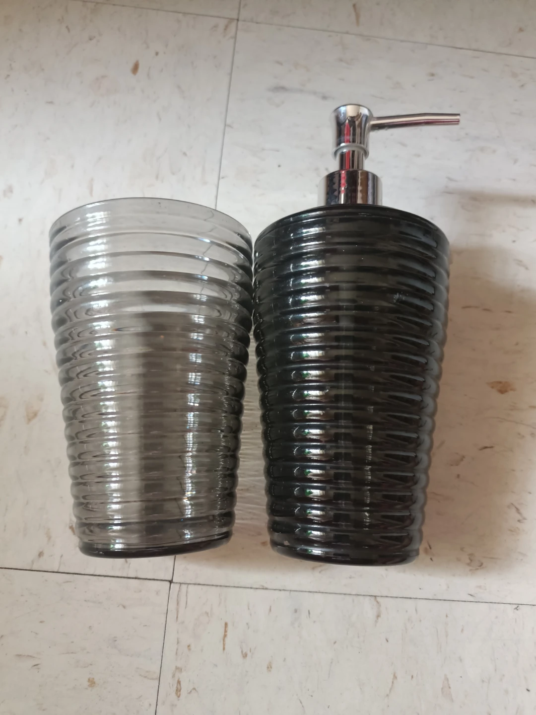 Glass Soap Dispenser and Tumbler Set