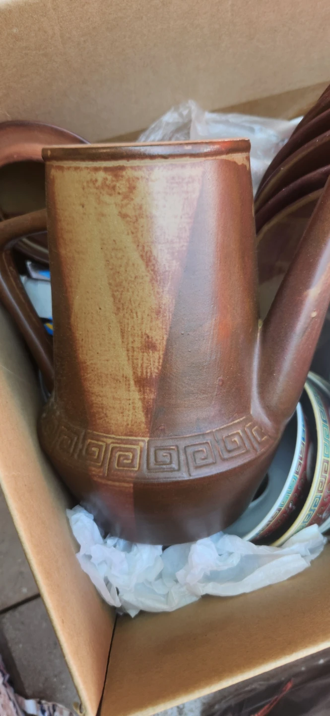 Ceramic Teapot with Greek Key Design