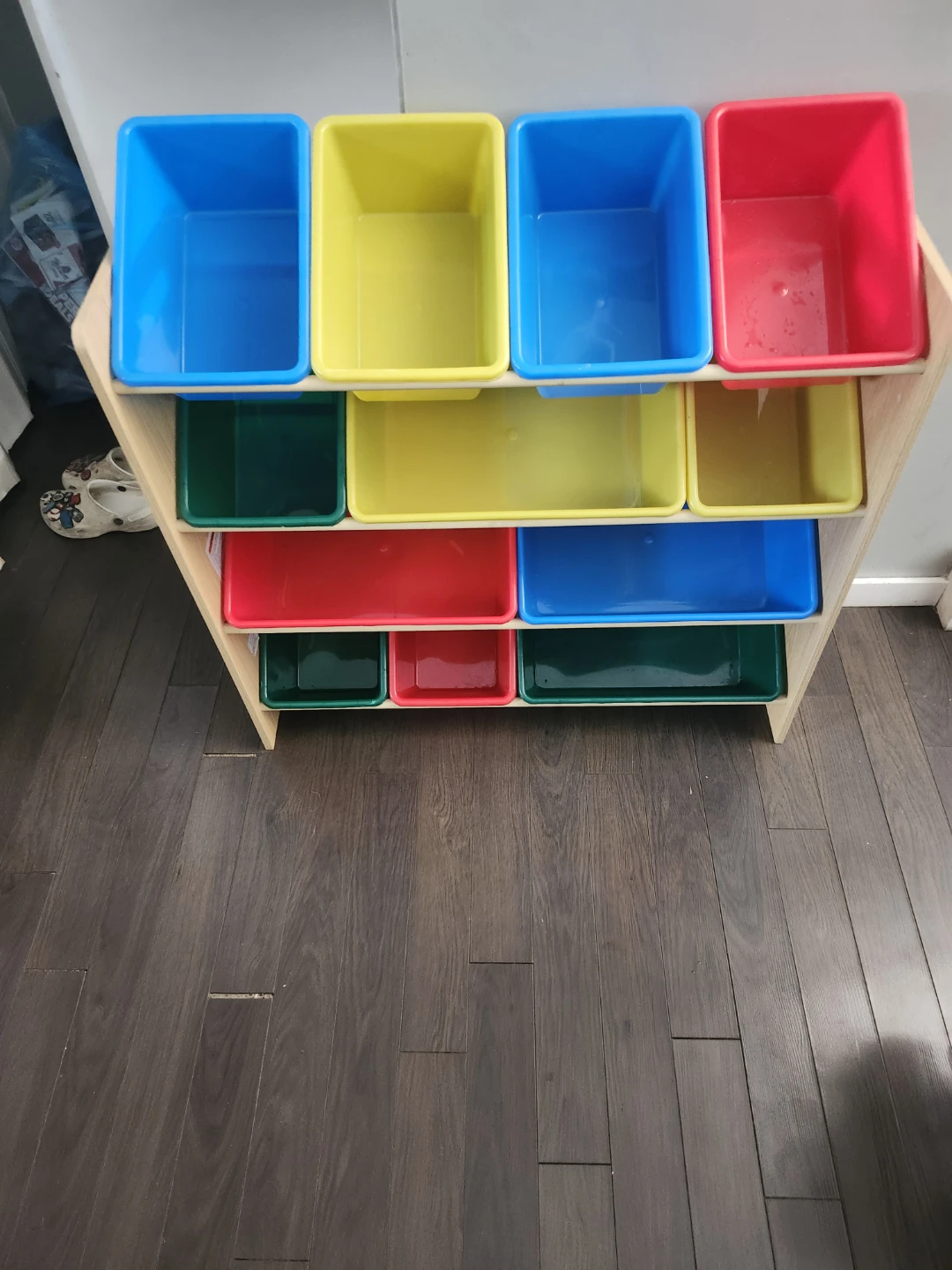 Multi-coloured Toy Organizer Shelf with Bins
