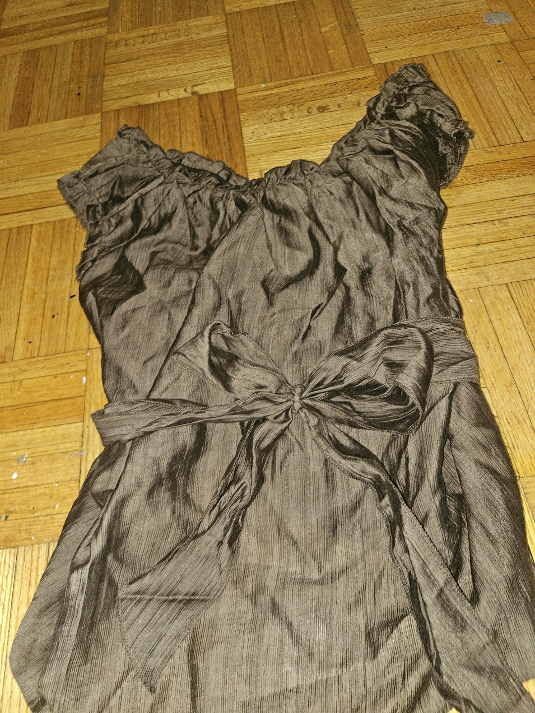 Brown Ruffle Top with Bow Detail - photo 2