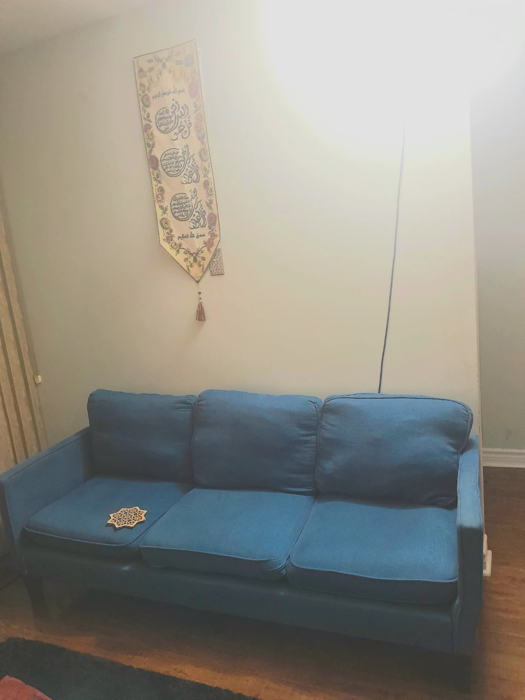 Blue 3-seater sofa - photo 3