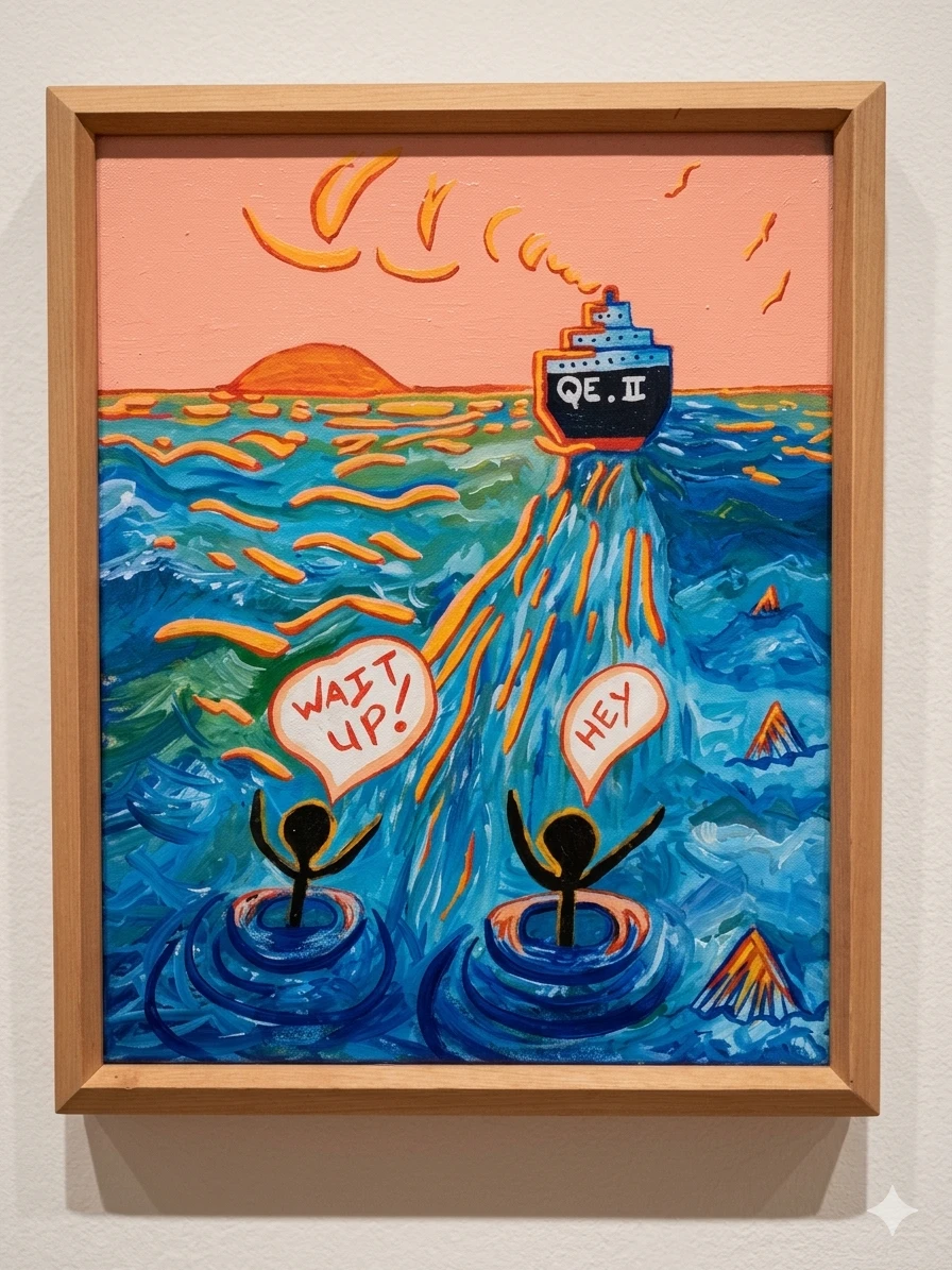 Original Whimsical Folk Art Painting – "QE. II" (1998)