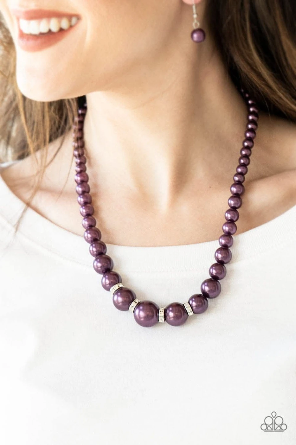 ⚽Purple Pearl Necklace & Earrings Set New
