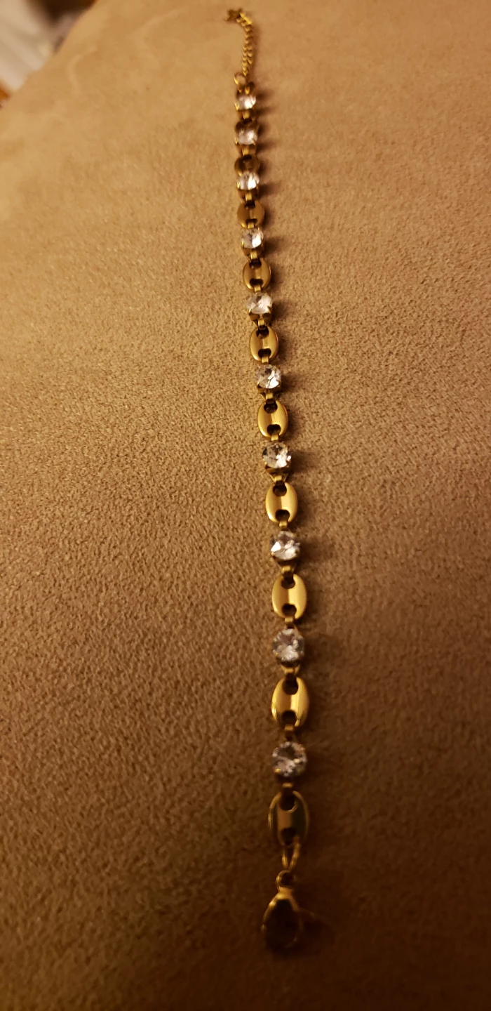 Gold Tone Link Bracelet with Clear Stones - photo 2