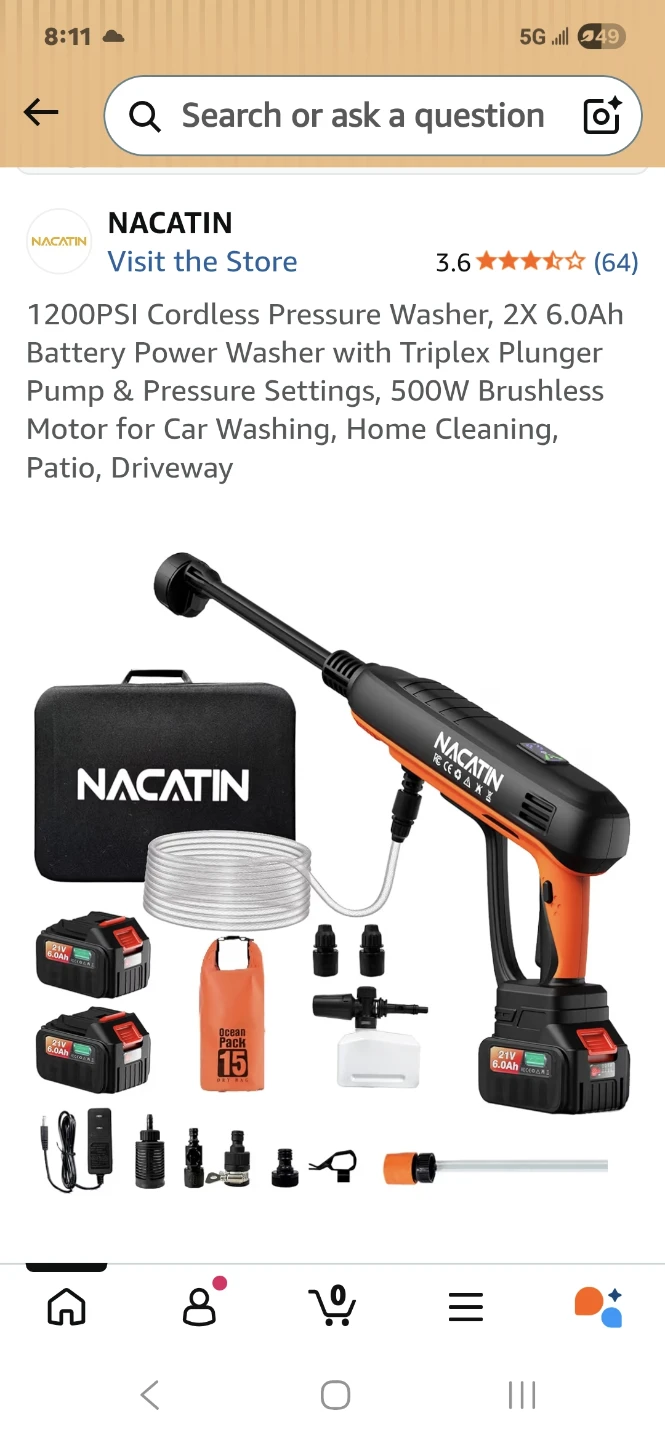 Cordless 21V Pressure Washer with 2 x 6.0Ah Batteries - photo 3