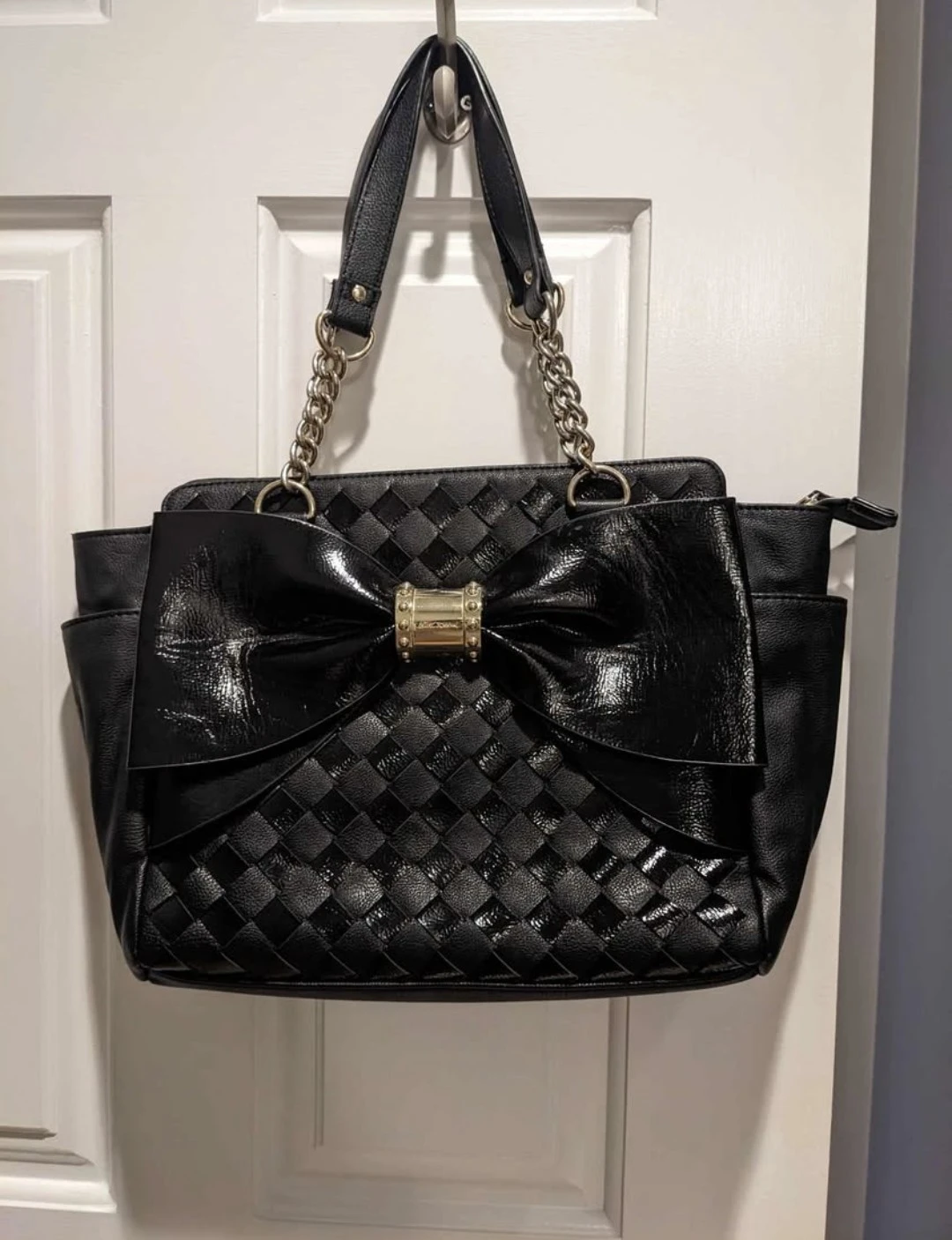 Betsy Johnson Black Bow Tote Bag
