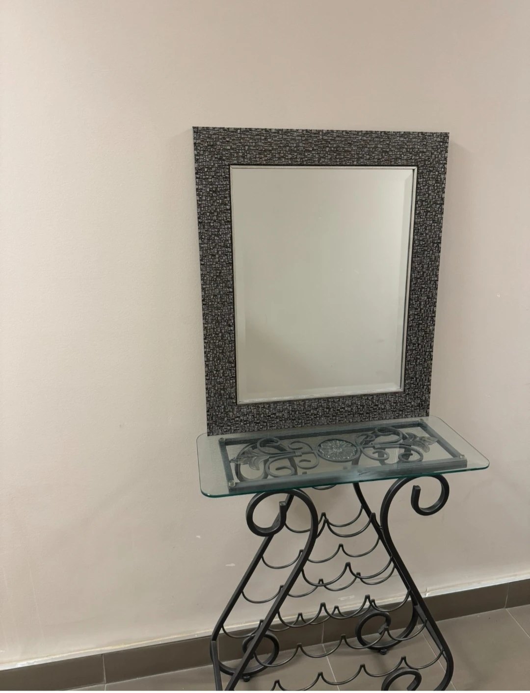 Console Table with Mirror and Wine Rack - photo 2
