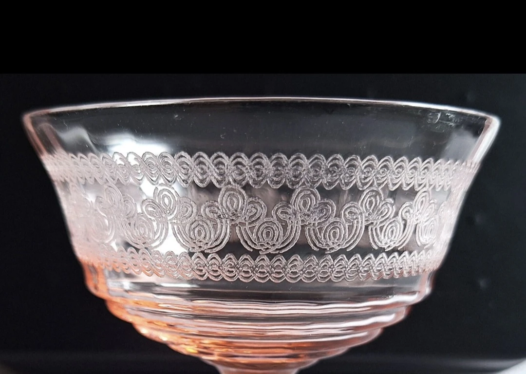 Pink Etched Glass Dessert Bowl ⚽ - photo 2