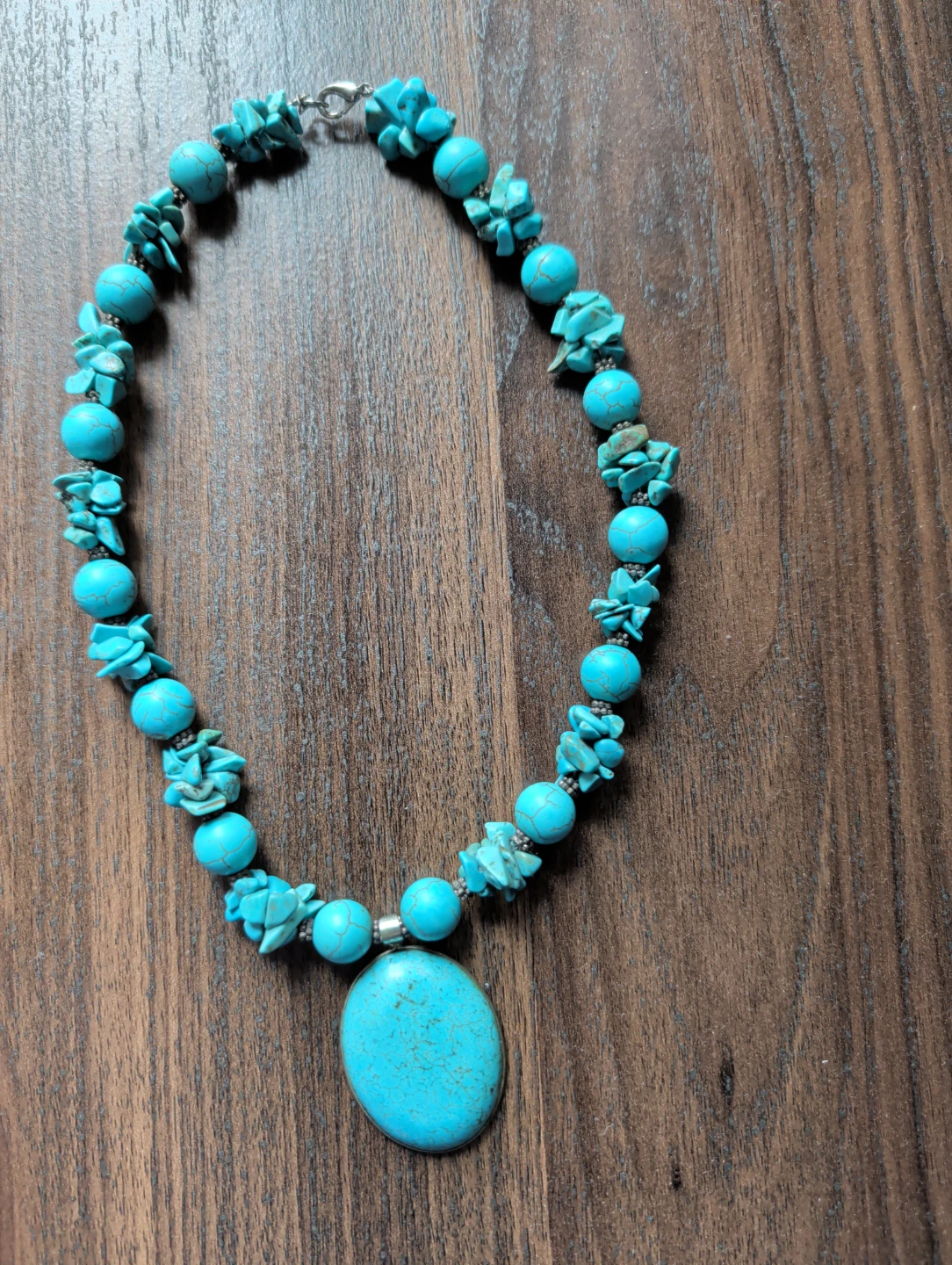 vintage handmade chunky  turquoise matrix necklace