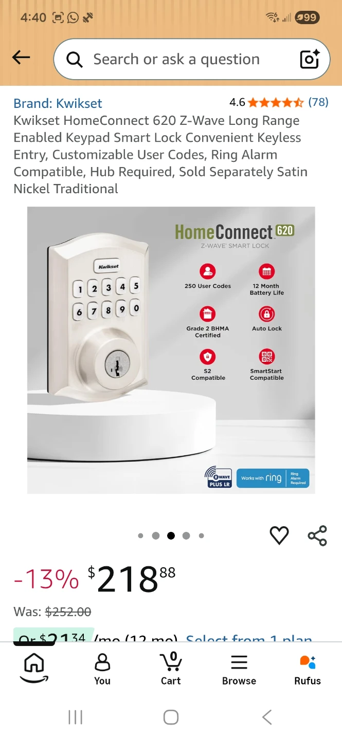 Kwikset HomeConnect 620 Z-Wave Smart Lock - photo 2