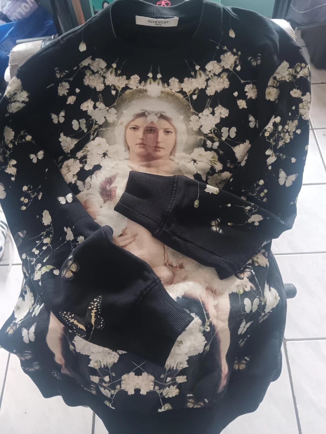 Givenchy Paris Black Floral Madonna & Child Sweatshirt - photo 2