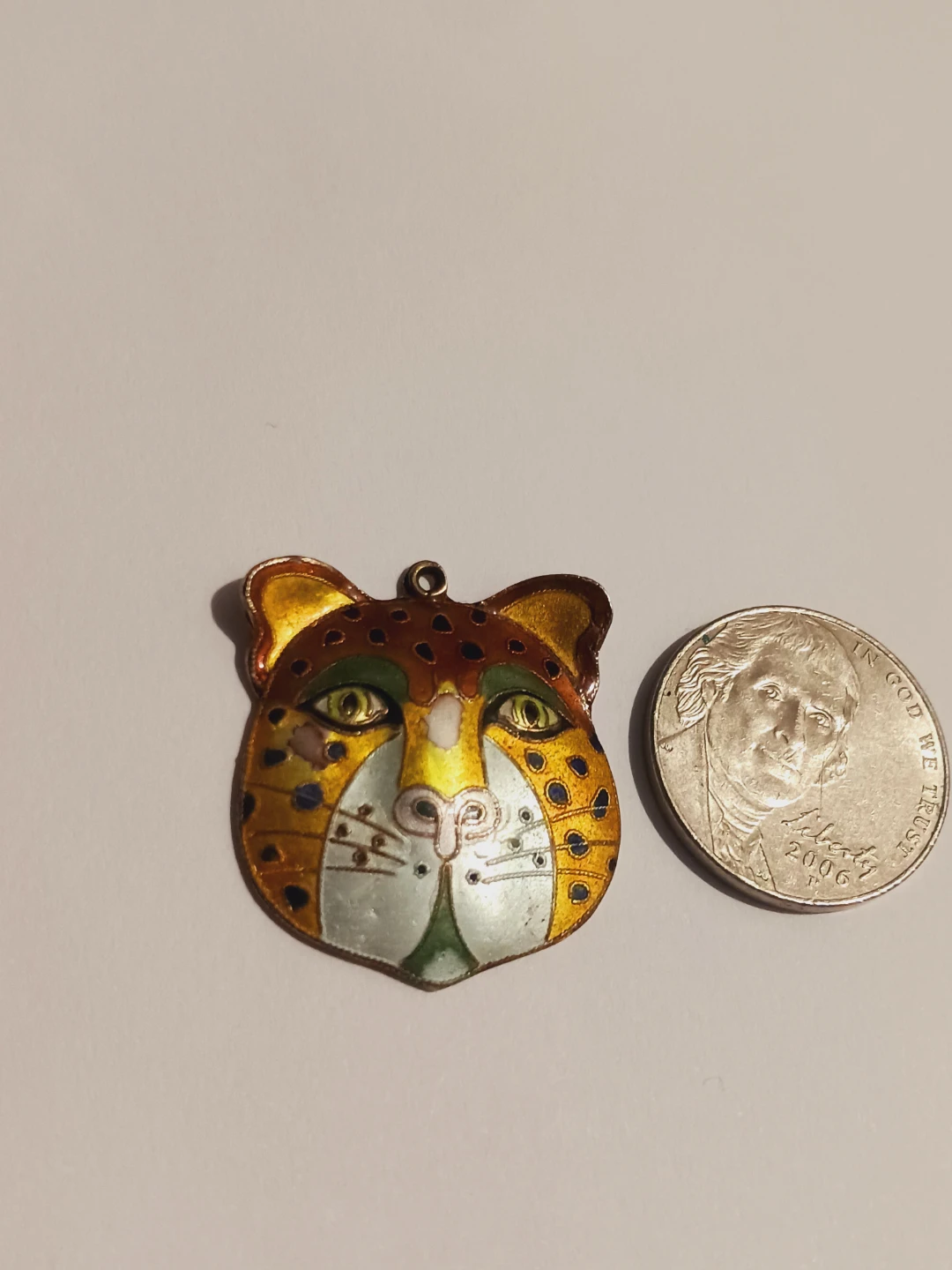 Sterling Silver 925 Enamel Leopard Face Pendant - photo 2