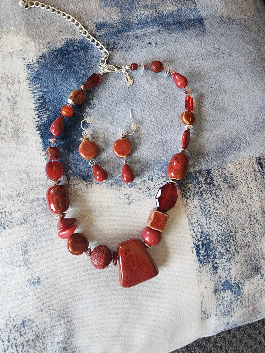Chico's Beaded Necklace and Earrings Set