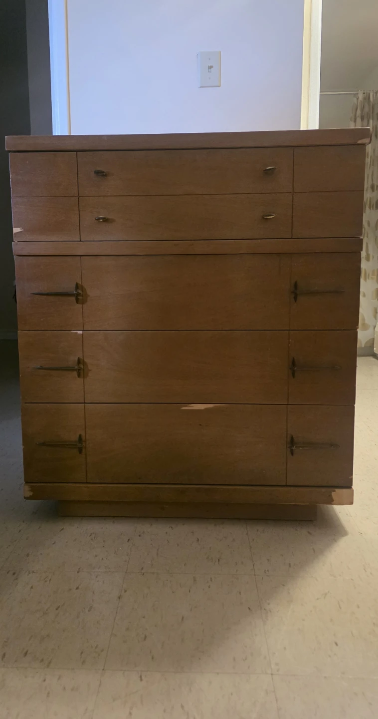 Vintage Mid-Century – Unique Wooden Tallboy Dresser