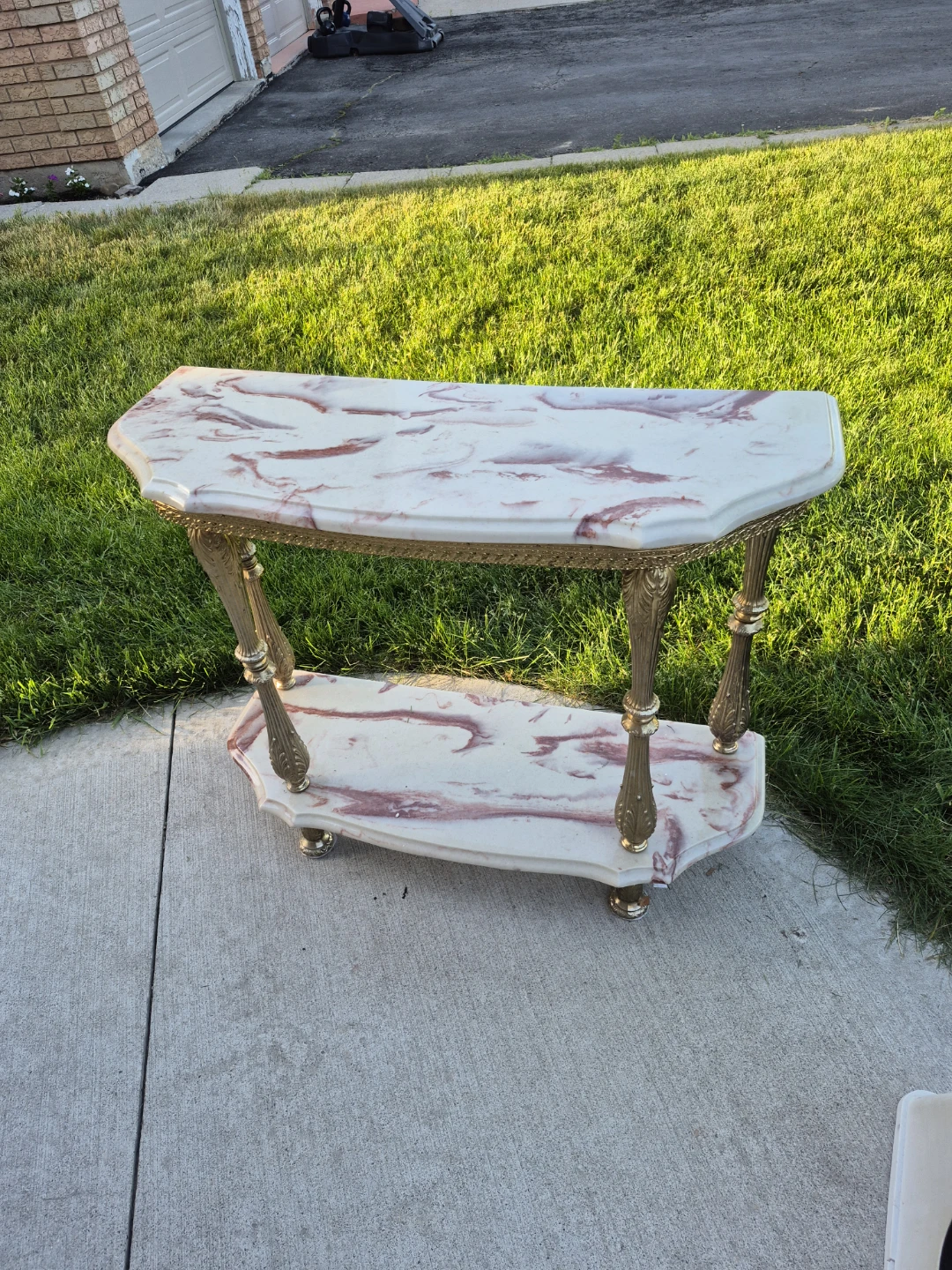 Vintage Console Table with Marble Top