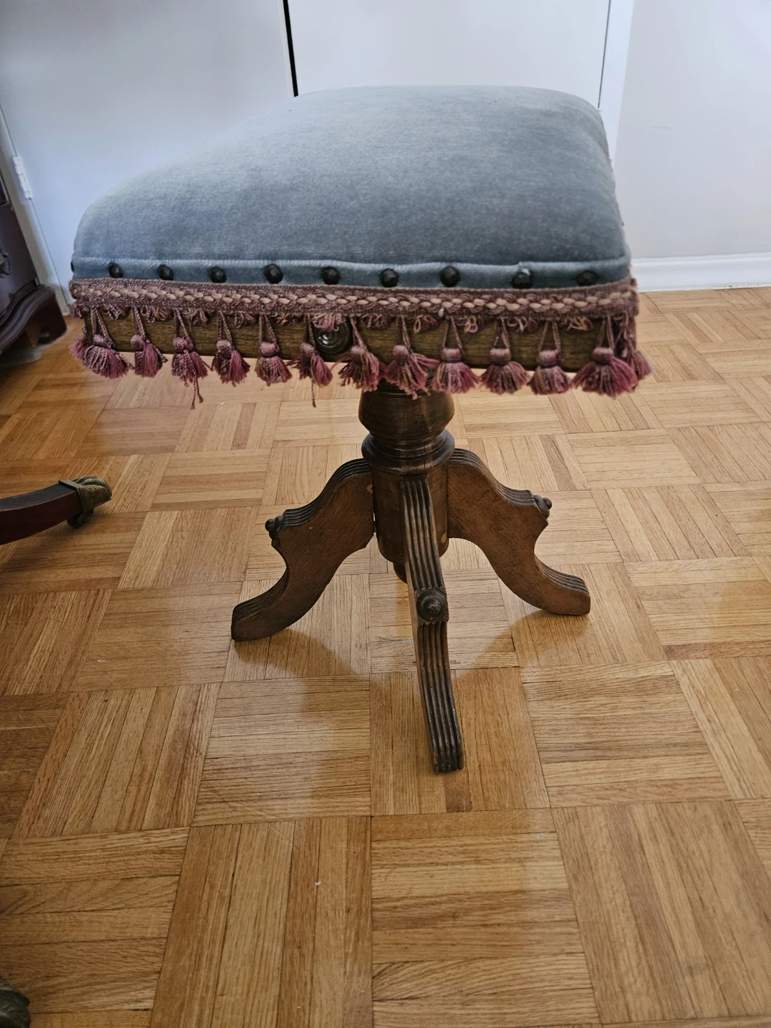 Vintage Velvet Footstool or Piano Stool - photo 2