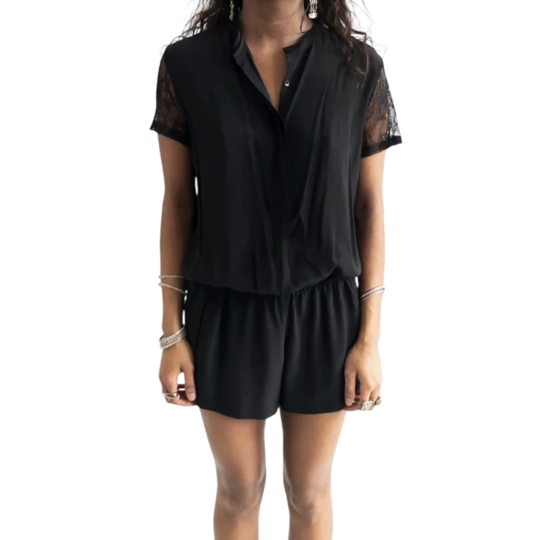 Maje Black Lace Detail Romper size2