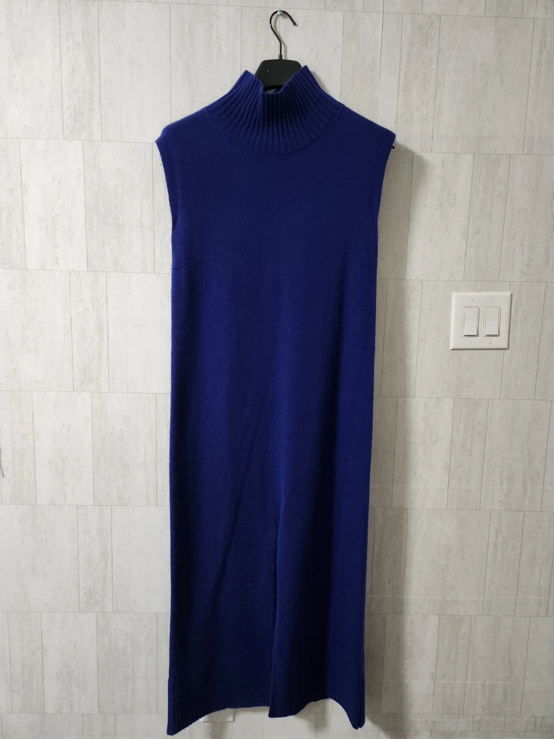 Blue Sleeveless Turtleneck Dress
